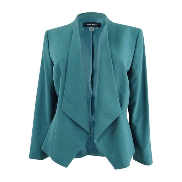 Nine West Women's Plus Size Kiss-Front Blazer - Patina - Picture 1 of 2